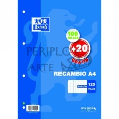 Recambio A4 4 taladros cuadros 4mm 100h 20 Oxford