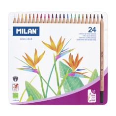 Caja metal lápices color mina gruesa 24 Milan