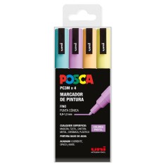 Estuche 4 rotuladores Posca PC-3M Pastel
