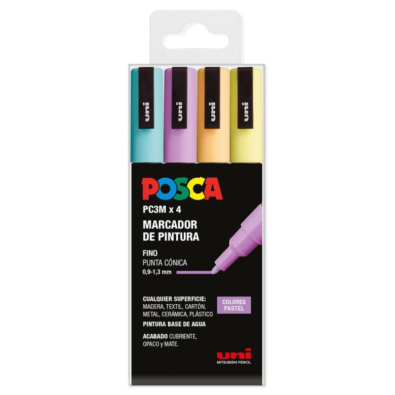 Estuche 4 rotuladores Posca PC-3M Pastel