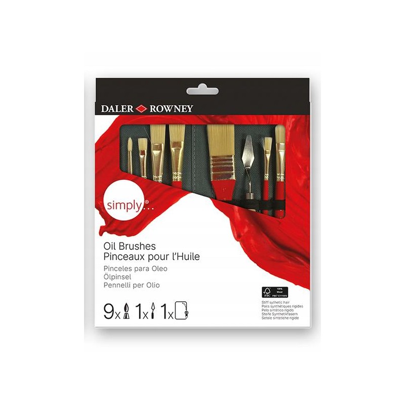 Estuche cremallera con 9 pinceles óleo espátula 