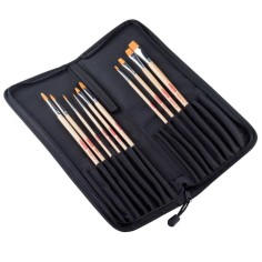 Estuche organizador con 10 pinceles mango largo