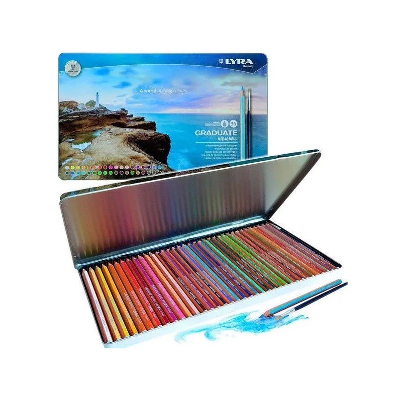 Caja metálica 36 lápices acuarelables Lyra Graduat