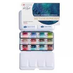 Caja metálica 12 acuarelas Metamorphosis