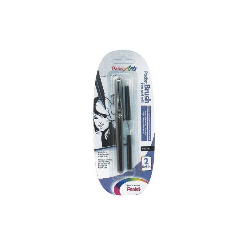 Rotulador pincel Pocket Brush Pentel  2 recargas