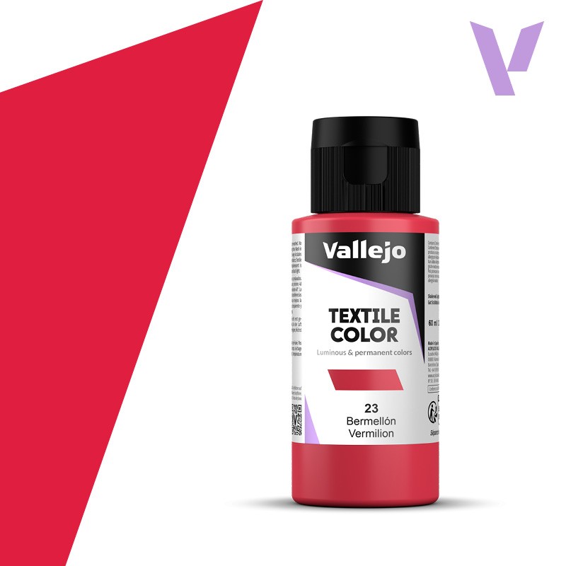 Pintura para textil Vallejo 60ml Bermellón 23