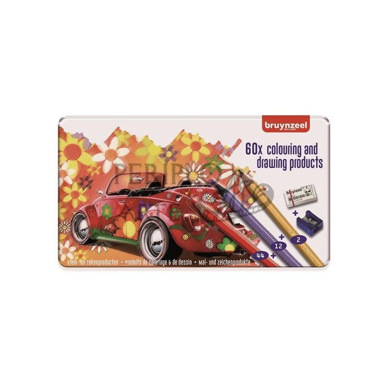 Estuche metálico 60 lápices color Bruynzeel coche