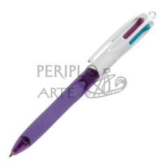 Bolígrafo BIC 4 colores pastel grip violeta
