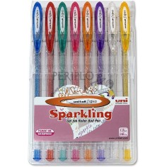 Set 8 bolígrafos purpurina Uniball Signo Sparklin