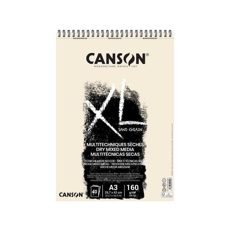 Bloc Canson XL Multitéc  secas nat A3 40h 160g