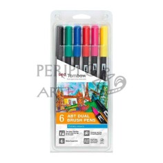 Set 6 rotuladores primarios Tombow ABT Dual Brush 