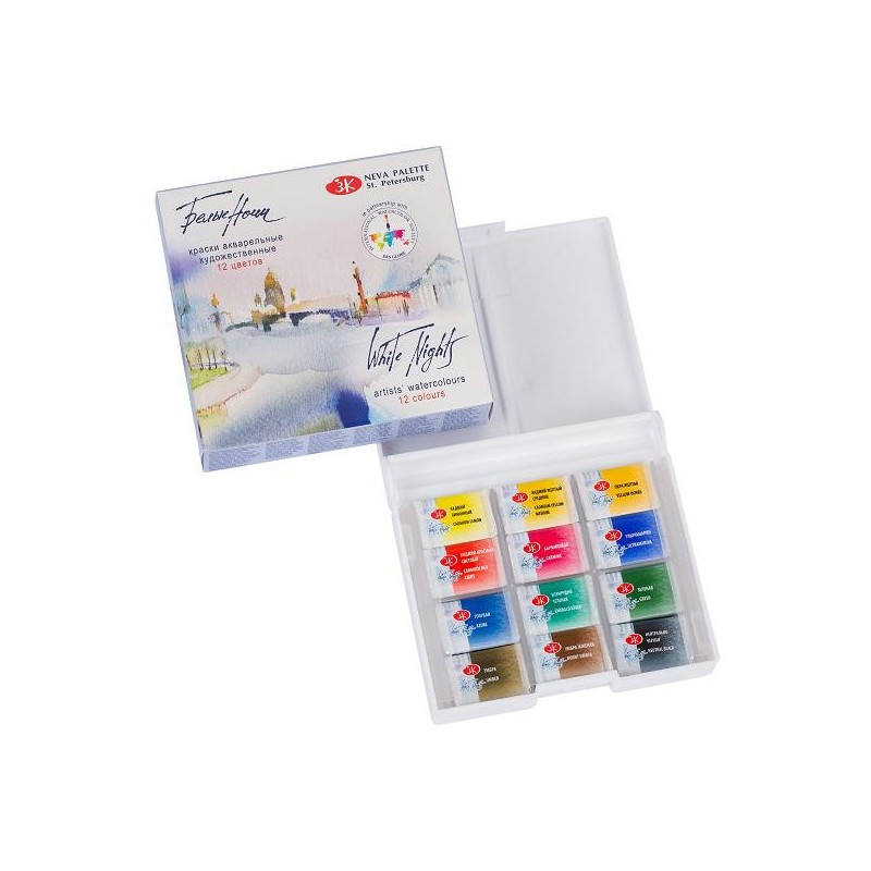 Caja plástico Plein Air 12 acuarelas White Nights
